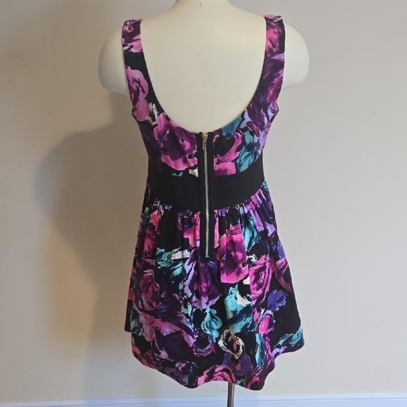 Floral Mini Dress - Purple and Turquoise - Picture 4 of 8